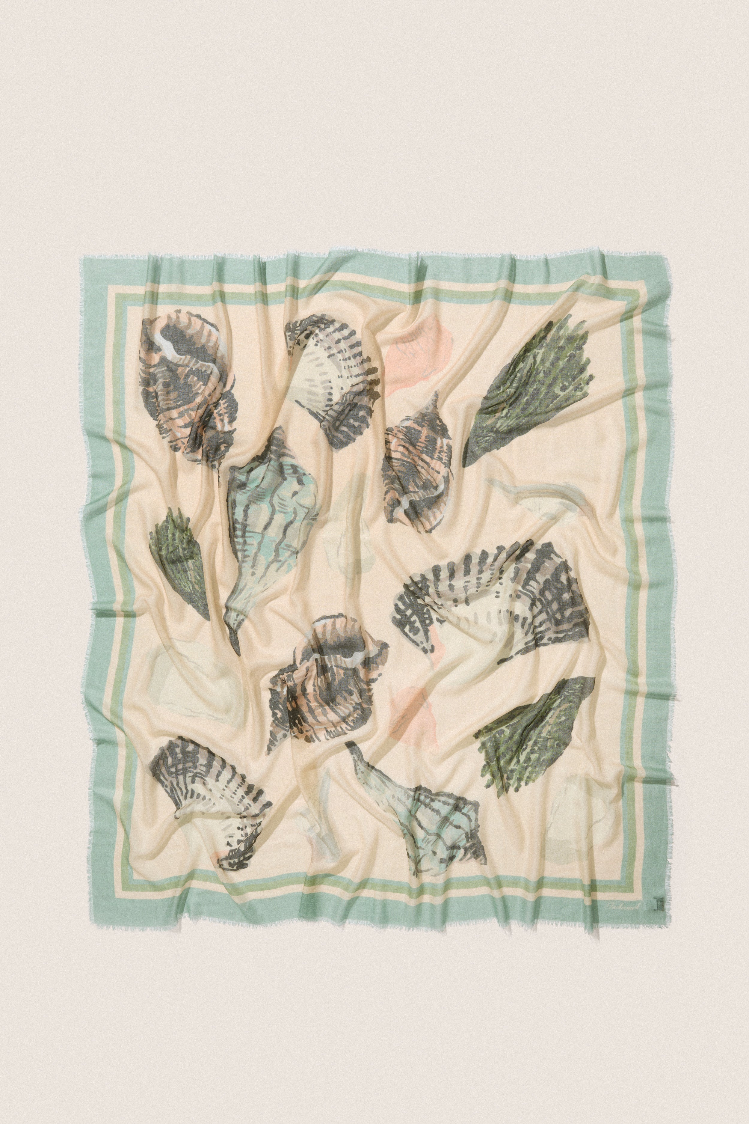 Painted Shells Silk Cashmere Blend Large Scarf