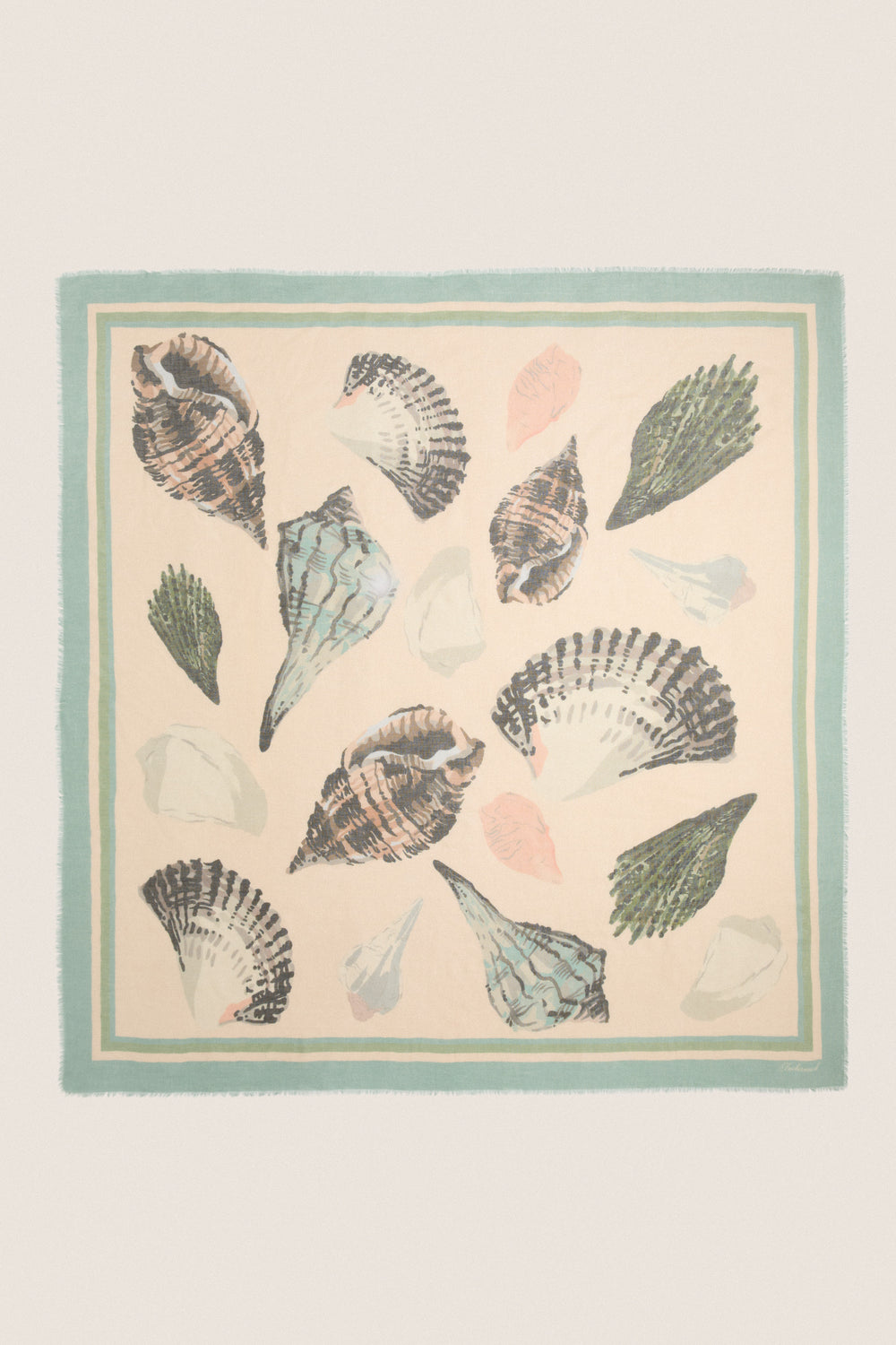 Painted Shells Silk Cashmere Blend Large Scarf