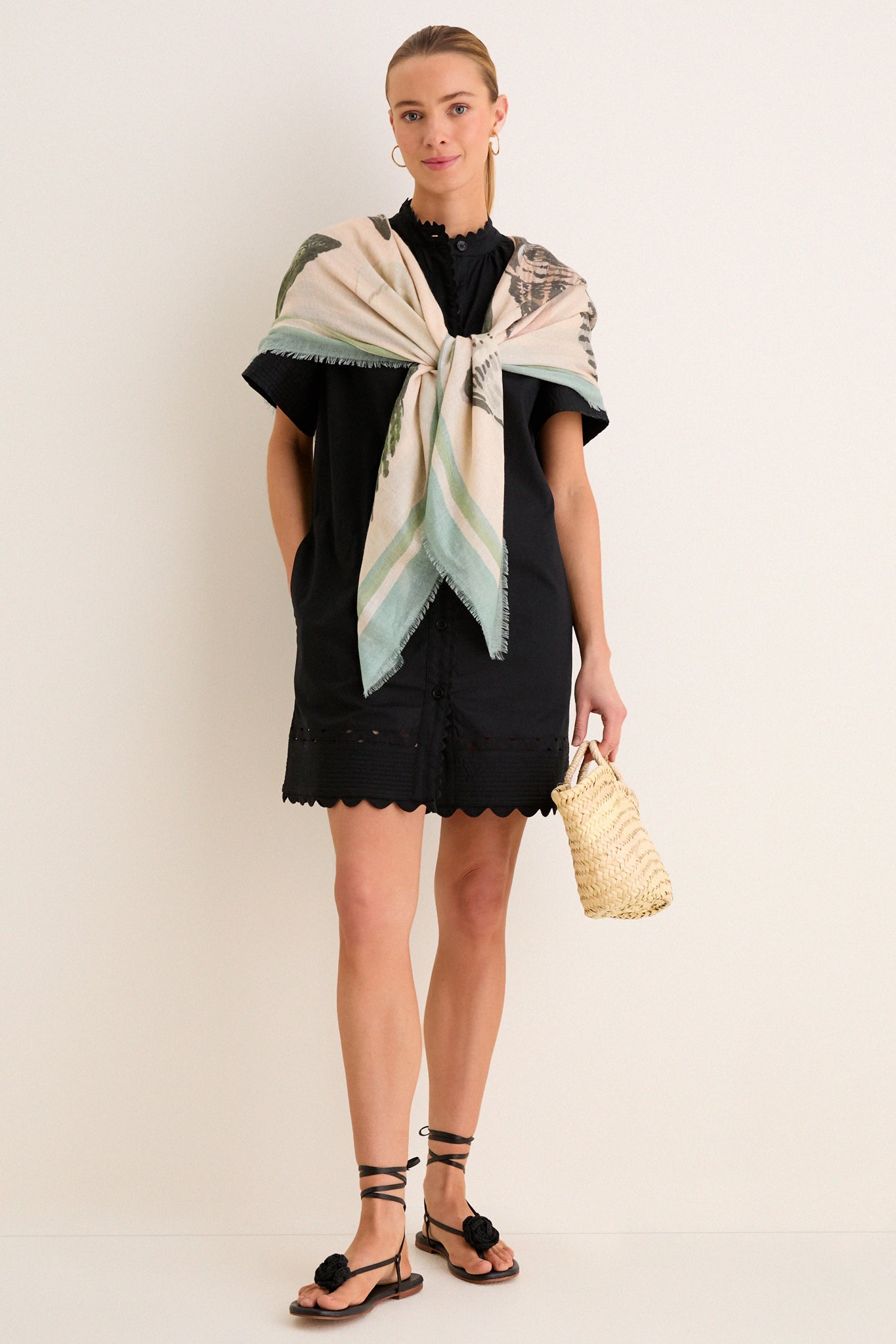 Painted Shells Silk Cashmere Blend Large Scarf