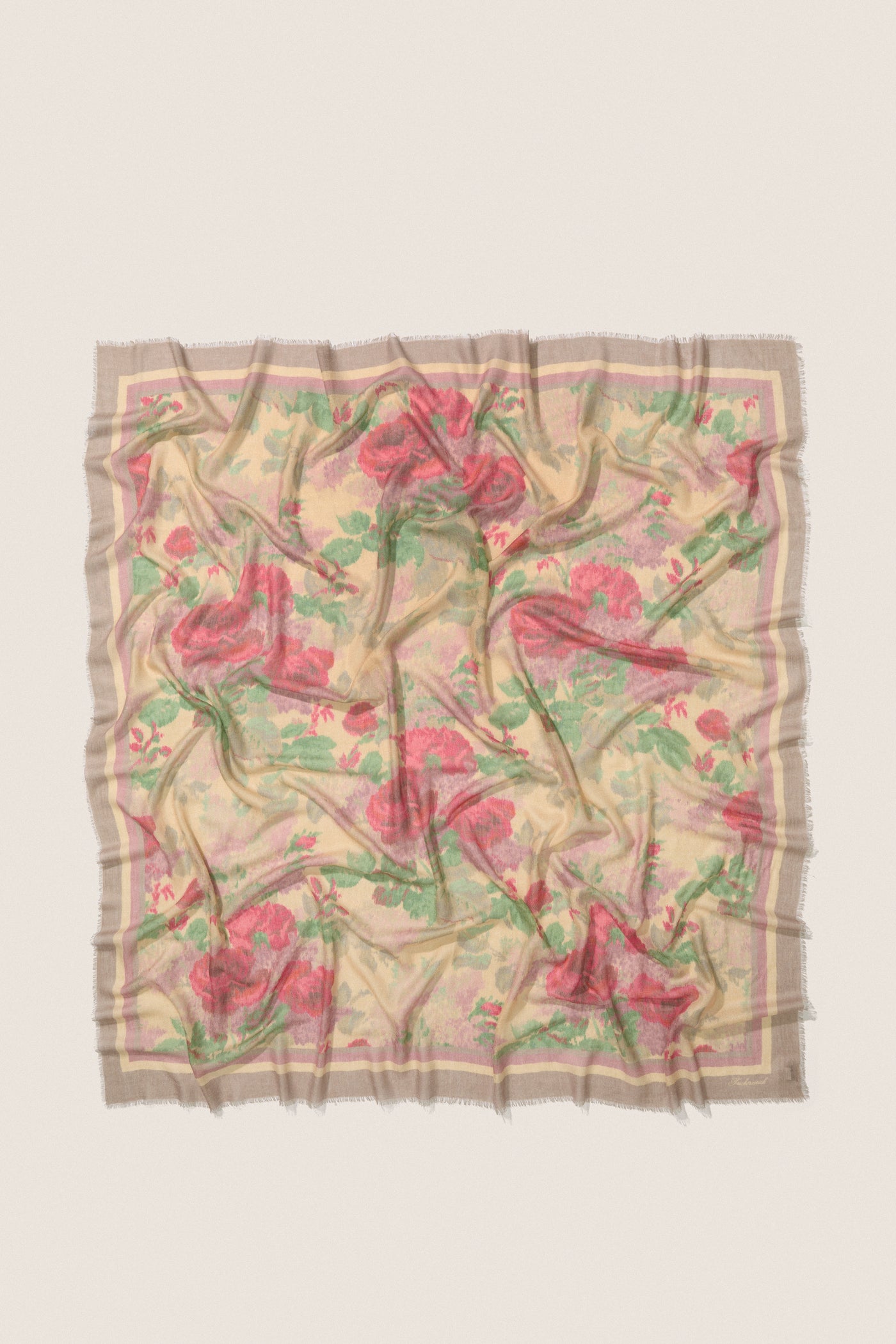 Rose Blur Silk Cashmere Blend Large Scarf