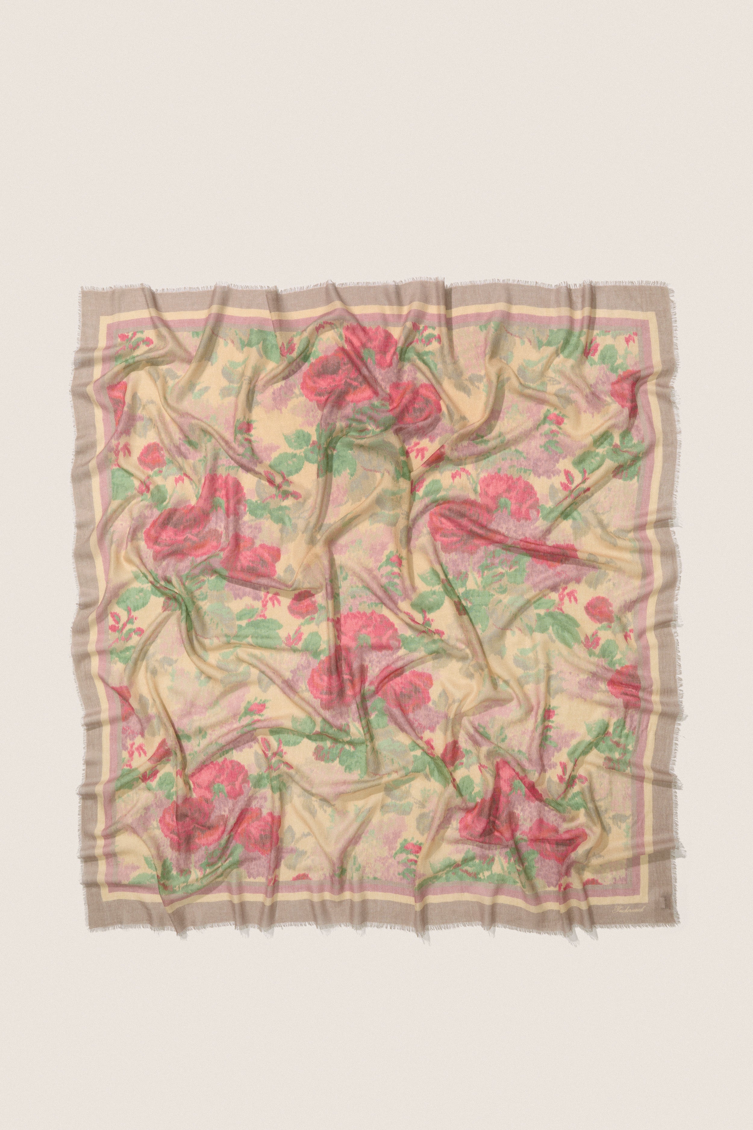 Rose Blur Silk Cashmere Blend Large Scarf