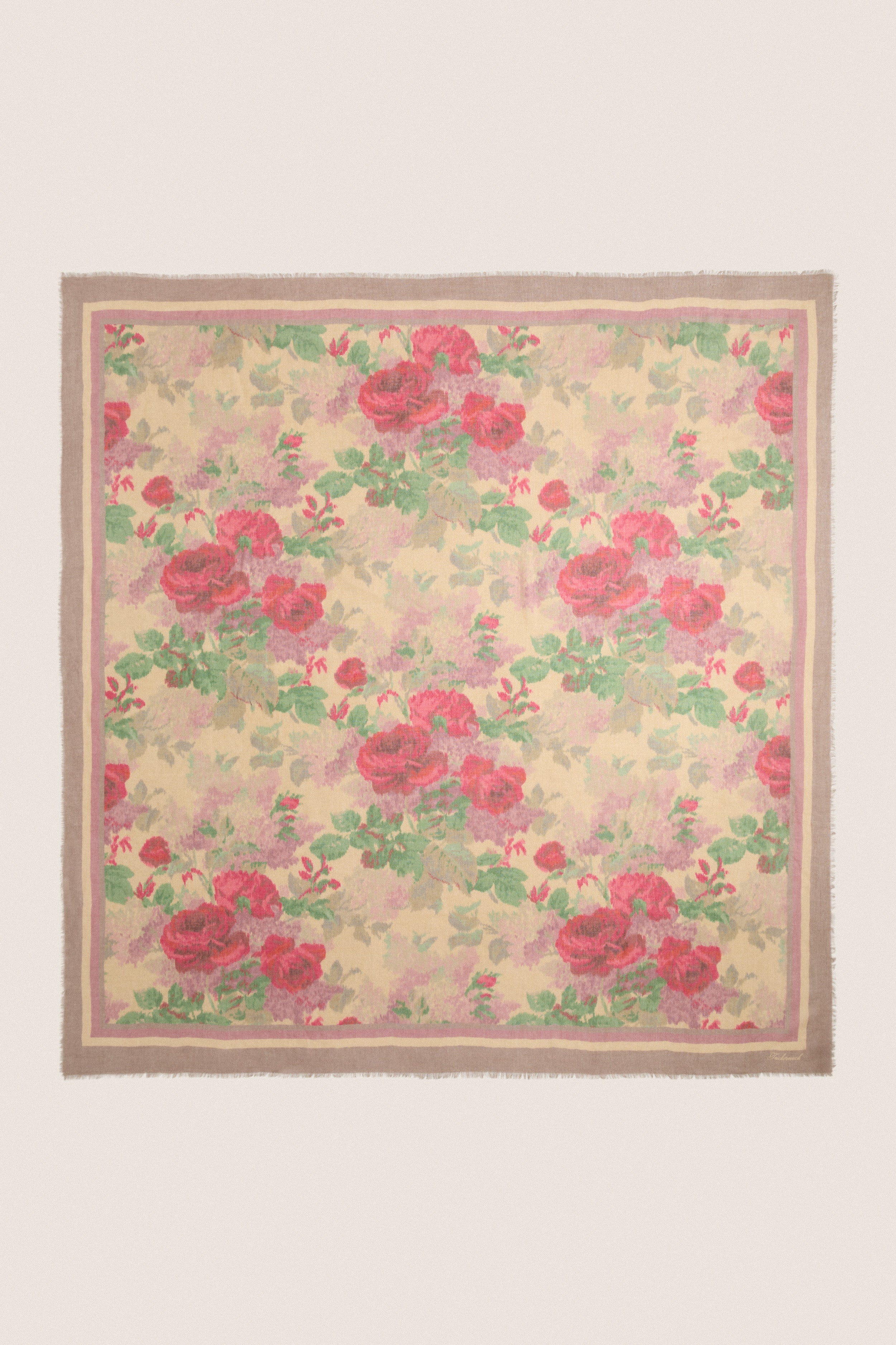 Rose Blur Silk Cashmere Blend Large Scarf