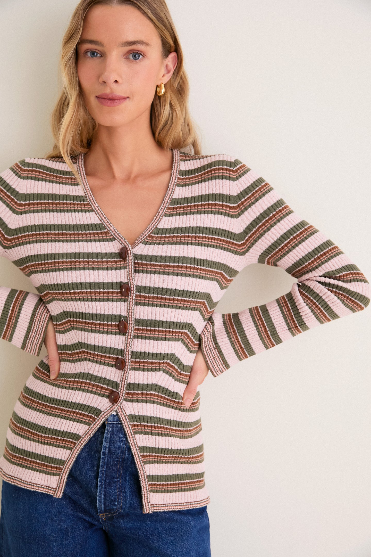 Pink Shell and Stone Army Grazia Cardigan