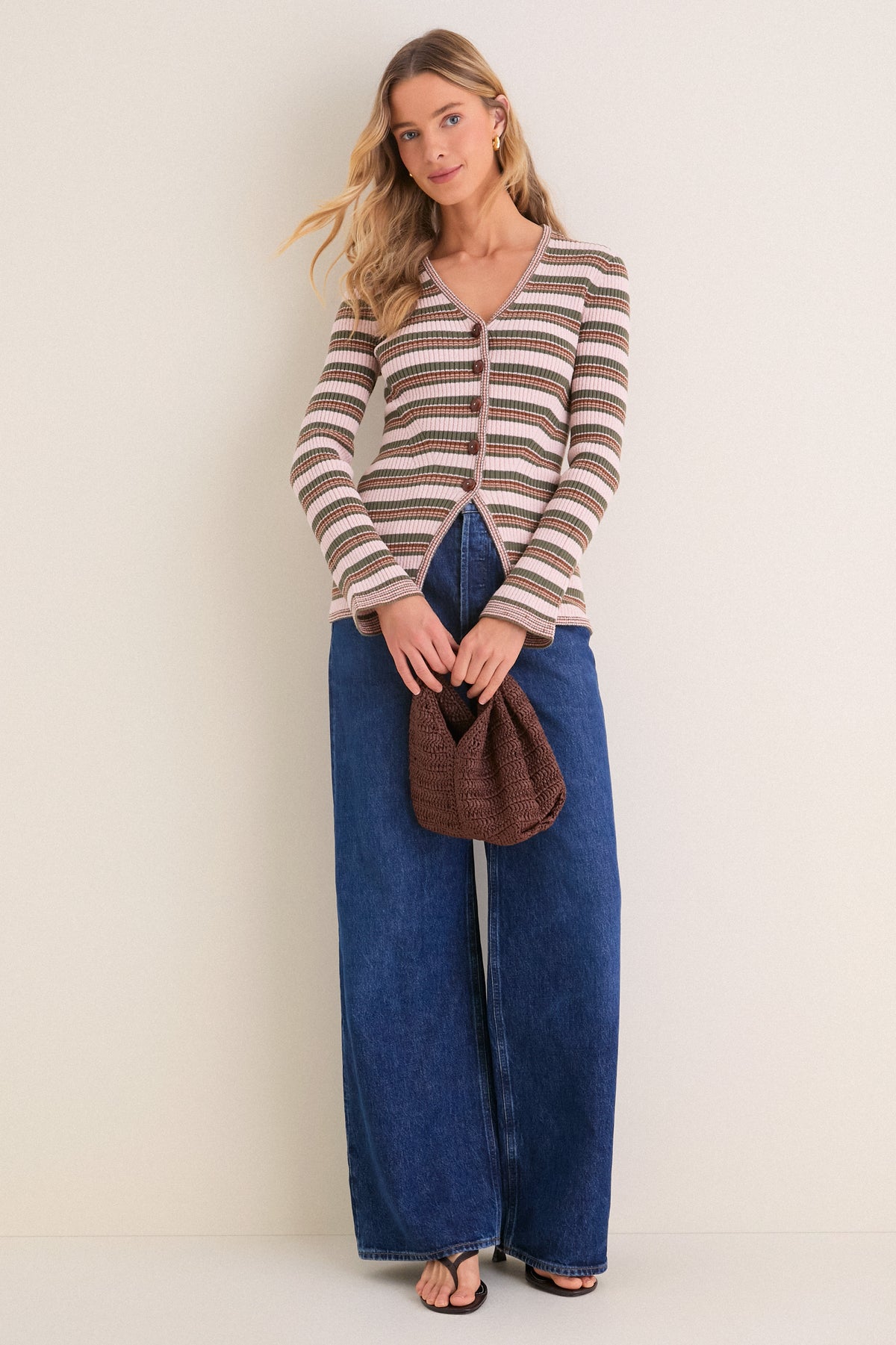 Pink Shell and Stone Army Grazia Cardigan