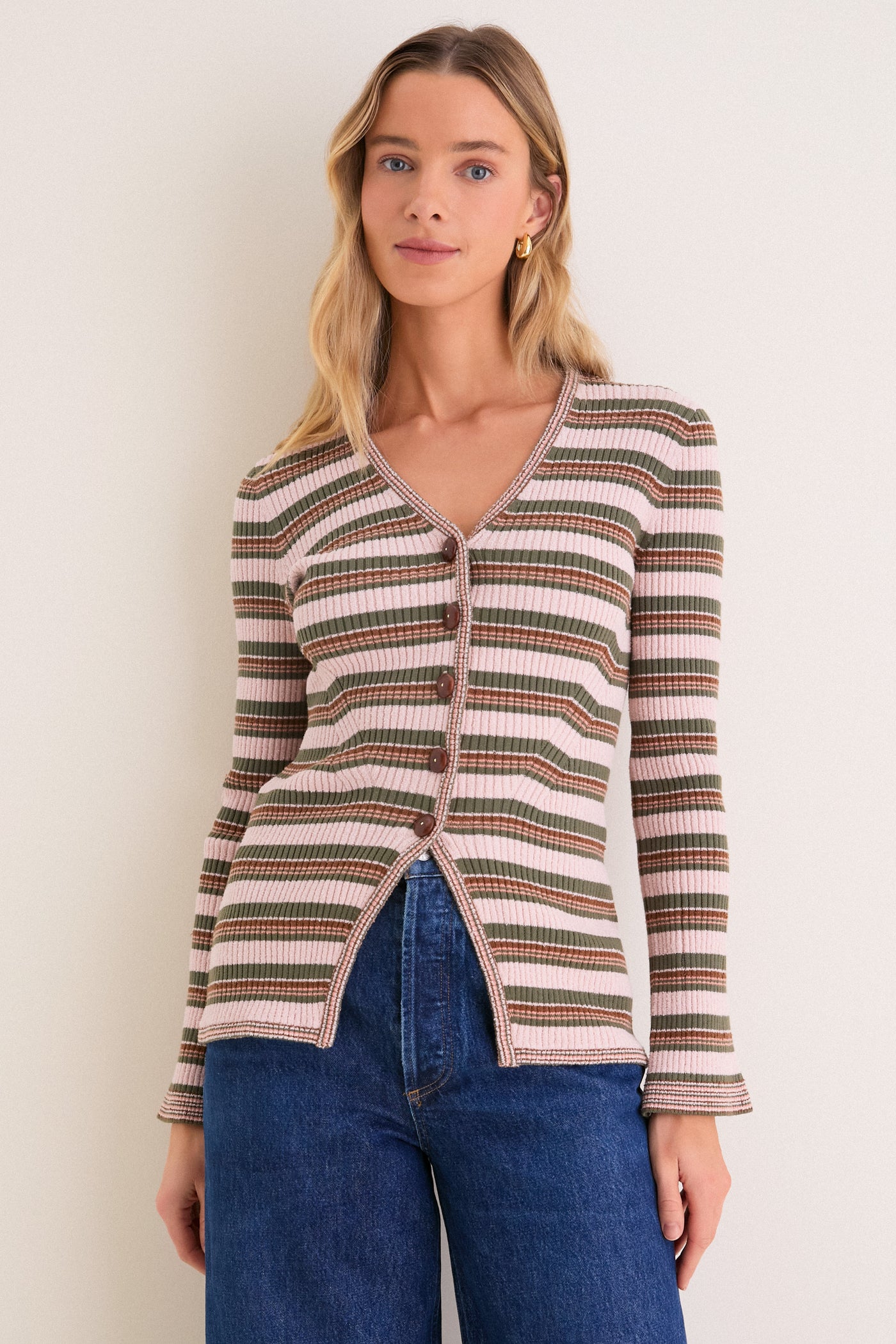 Pink Shell and Stone Army Grazia Cardigan