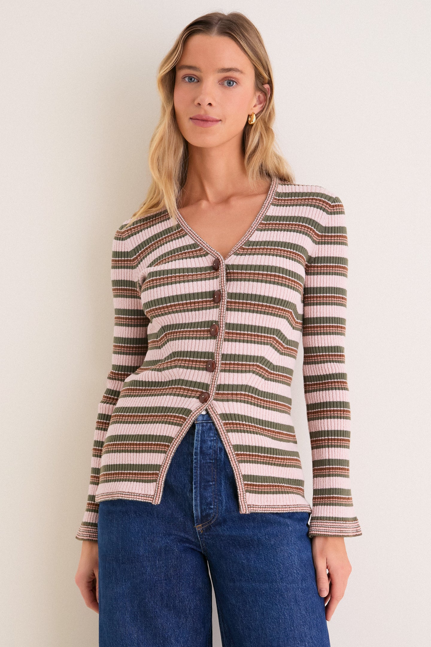 Pink Shell and Stone Army Grazia Cardigan