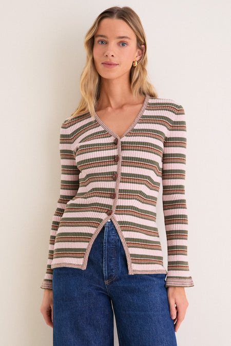 Pink Shell and Stone Army Grazia Cardigan