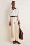 Ecru and Stone Khaki Taylor High Rise Wide Leg
