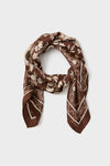 Brown Floral Medium Silk Scarf