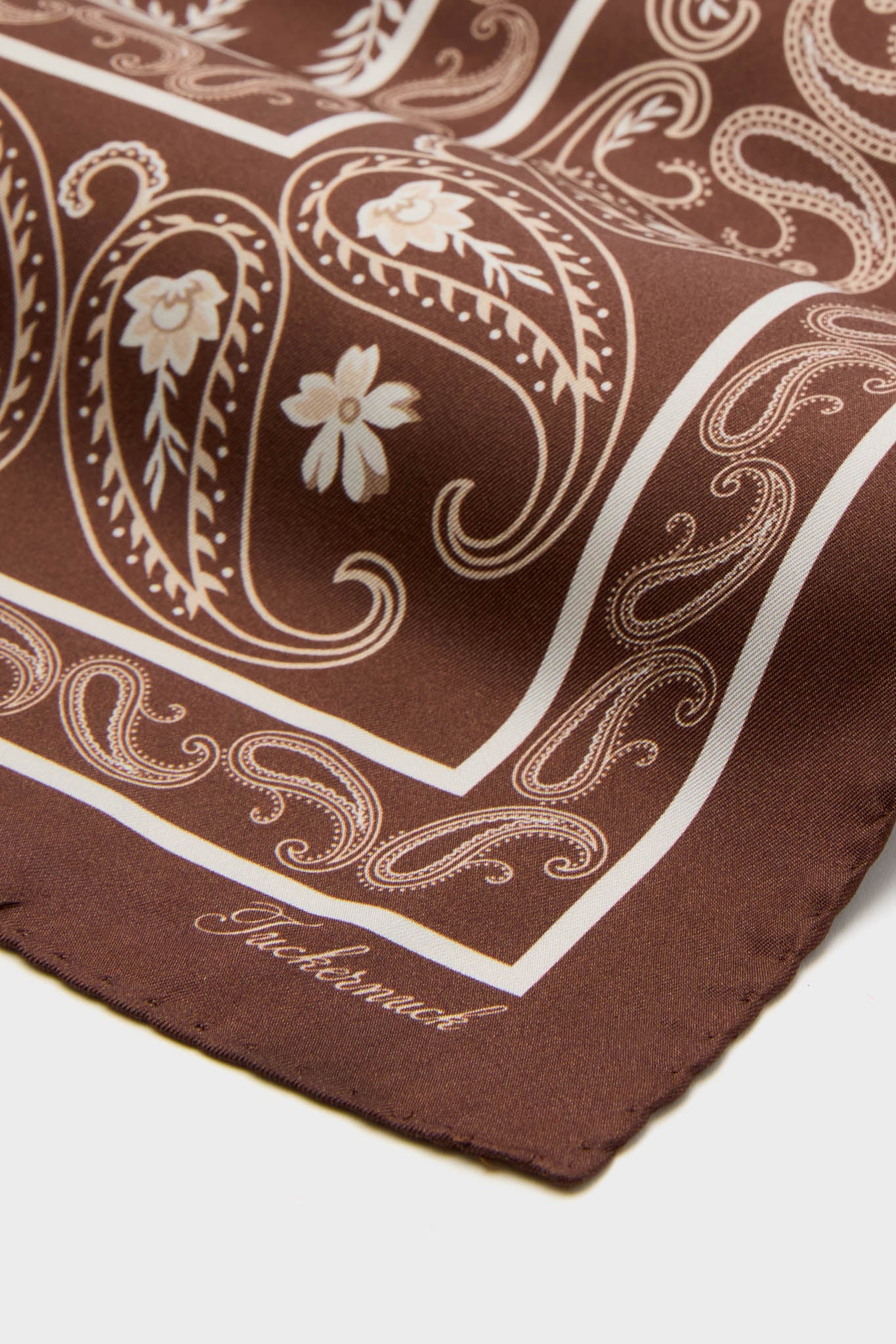 Brown Floral Medium Silk Scarf