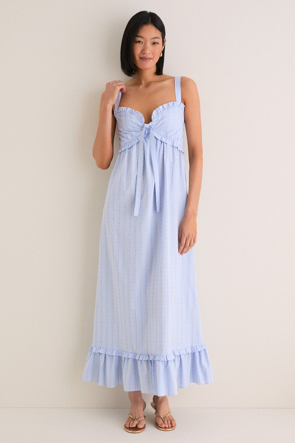 Sky Blue Striped Ruffle Maxi Dress | Dress To Sky Blue Striped Ruffle Maxi Dress | Dress To
