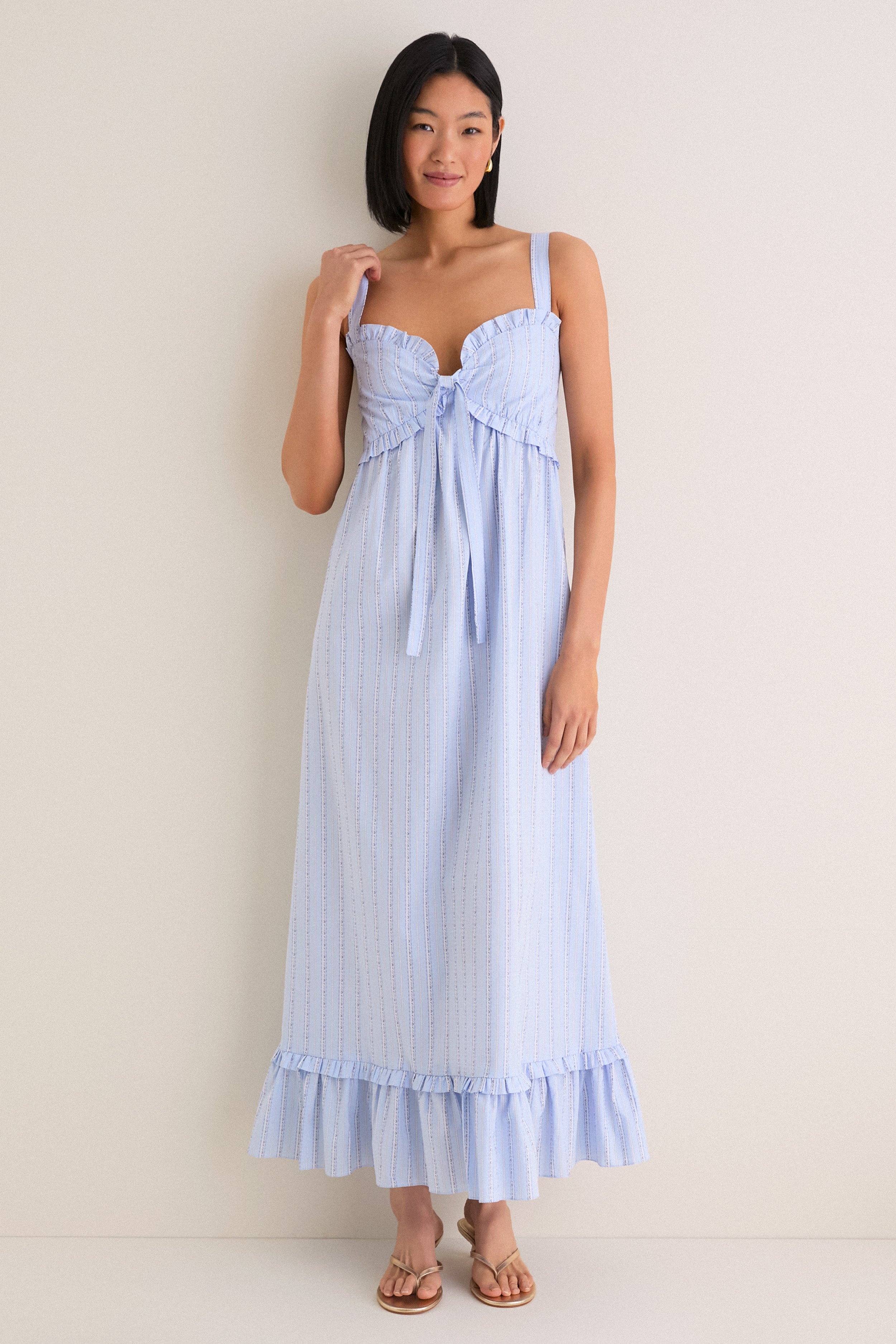 Sky Blue Striped Ruffle Maxi Dress | Dress To Sky Blue Striped Ruffle Maxi Dress | Dress To