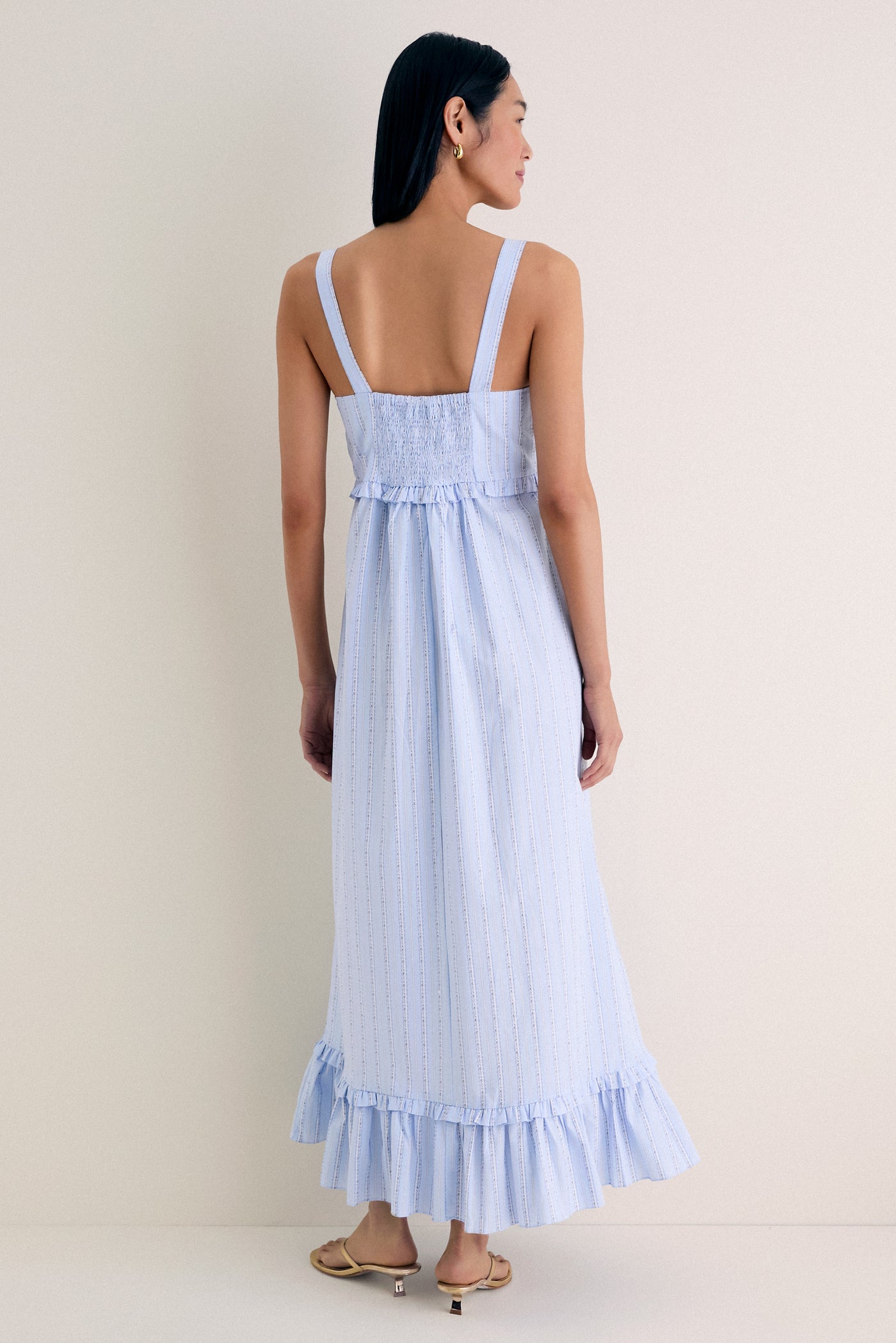 Sky Blue Striped Ruffle Maxi Dress | Dress To Sky Blue Striped Ruffle Maxi Dress | Dress To