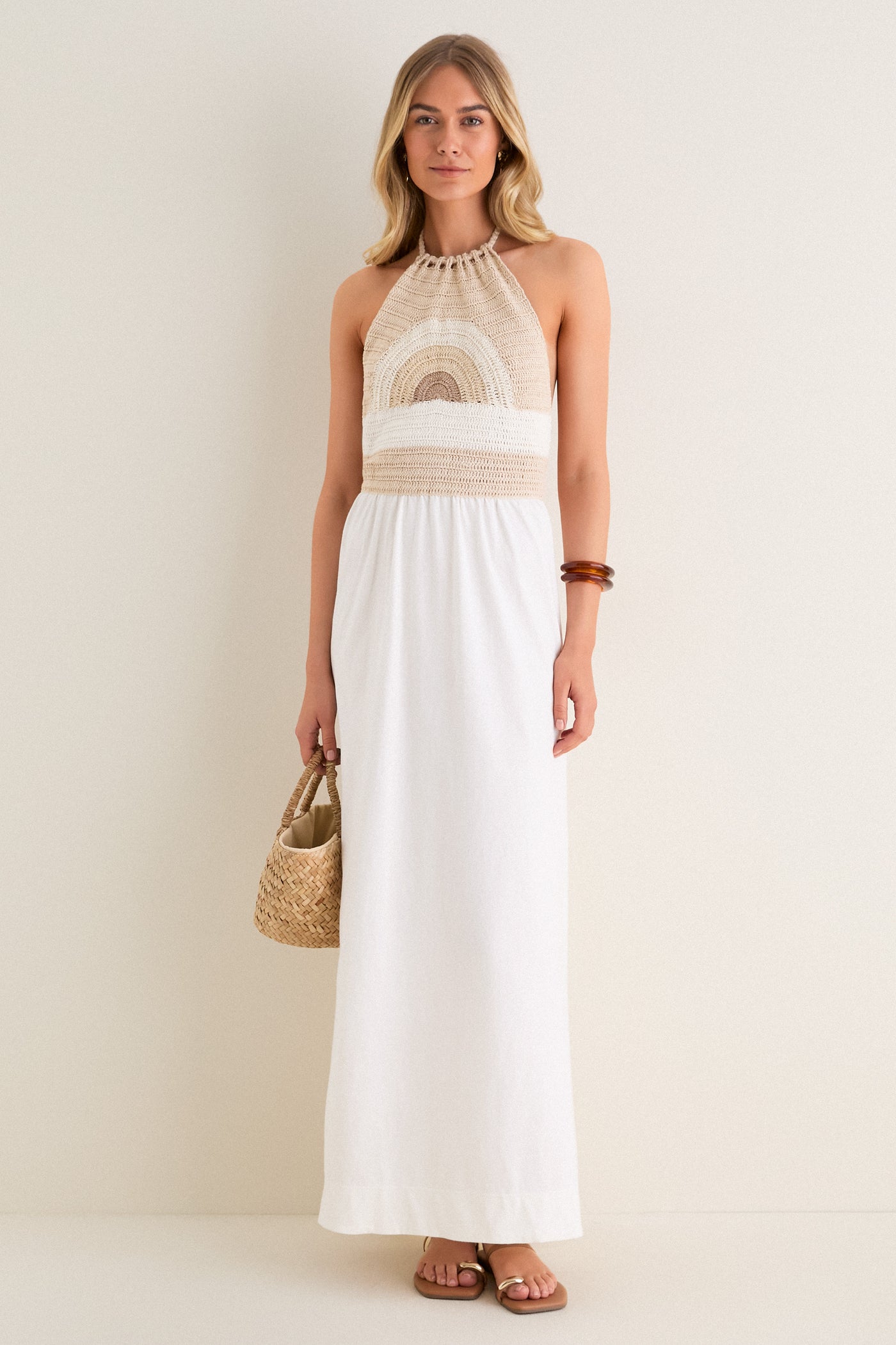 white crochet maxi dress OFF-WHITE SUNSET CROCHET MAXI DRESS OFF White / Medium / 01.33.2484