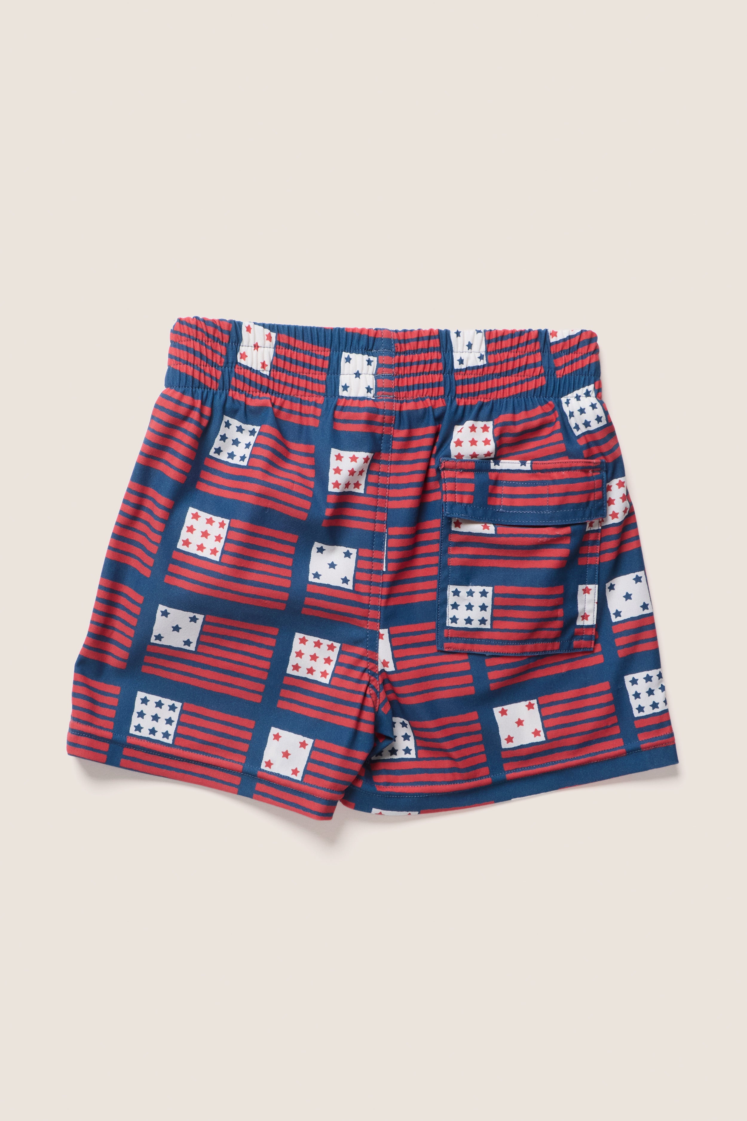 Boys Navy Flag Swim Trunk
