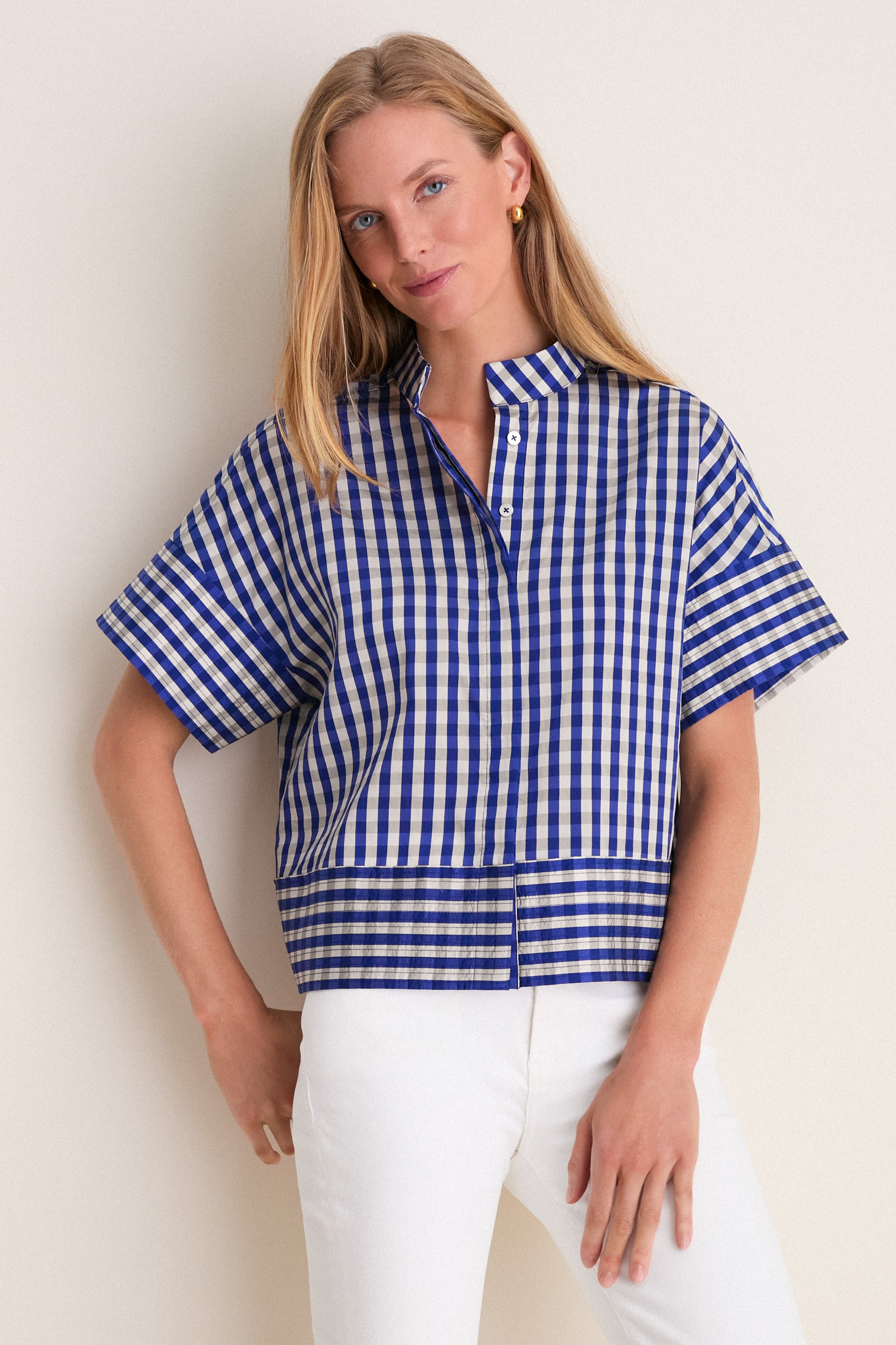 Ocean Gingham Sofia Stitch Shirt | Tuckernuck