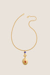 Gold Locket Necklace with Red and Blue Stones