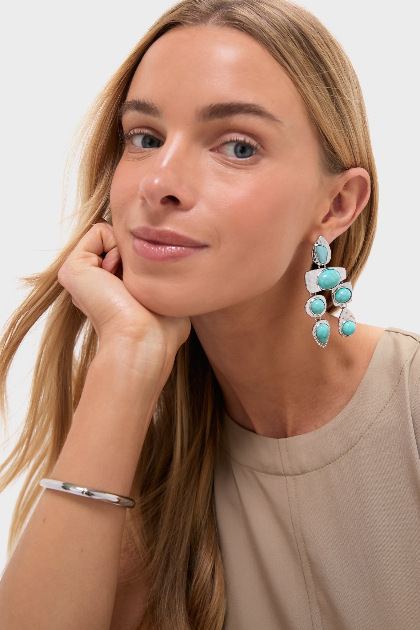 Silver Turquoise Stone Earrings