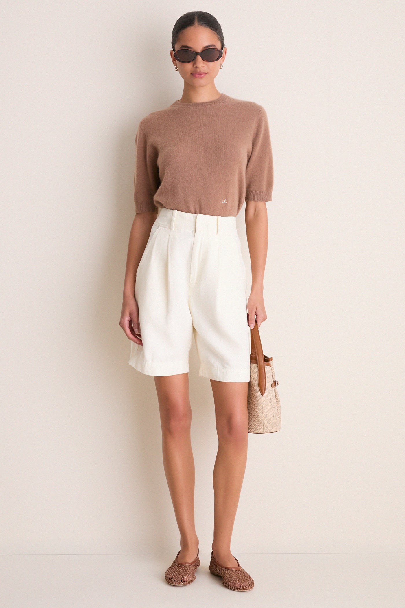 Raffia Mini Belted Bucket Bag