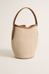 Raffia Mini Belted Bucket Bag