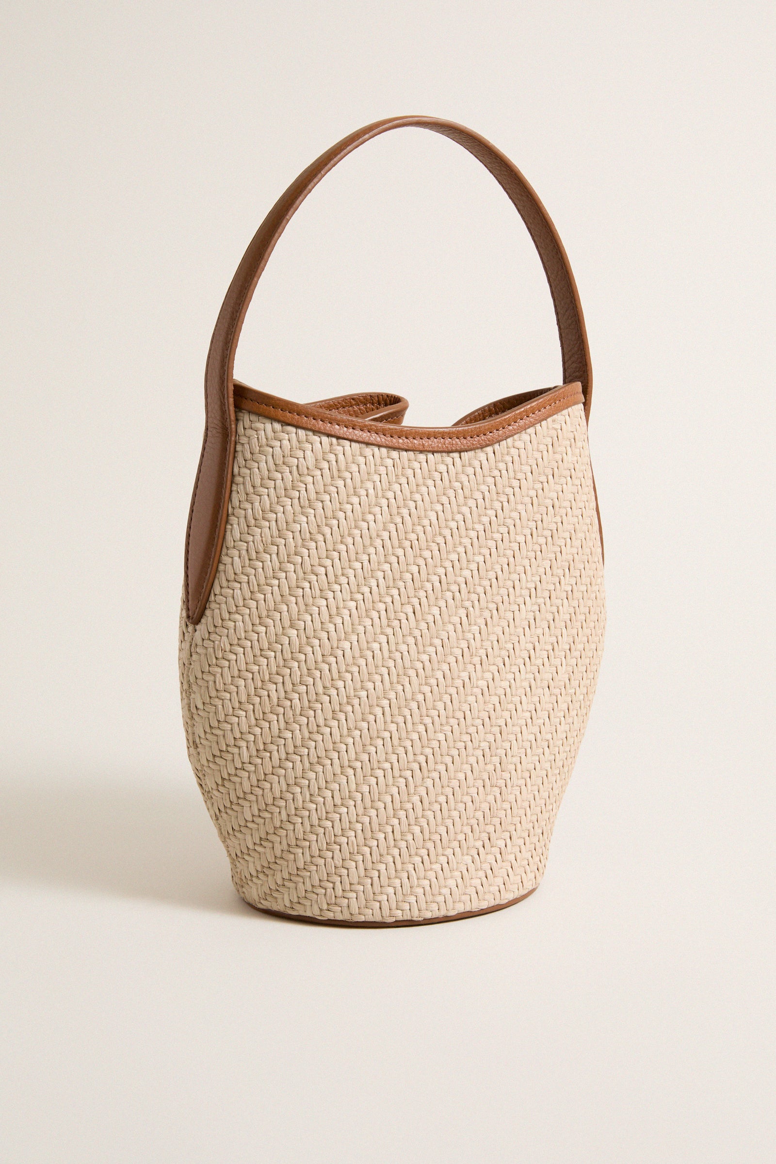 Raffia Mini Belted Bucket Bag