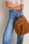 Saddle Brown Large Belted Buckle Bag