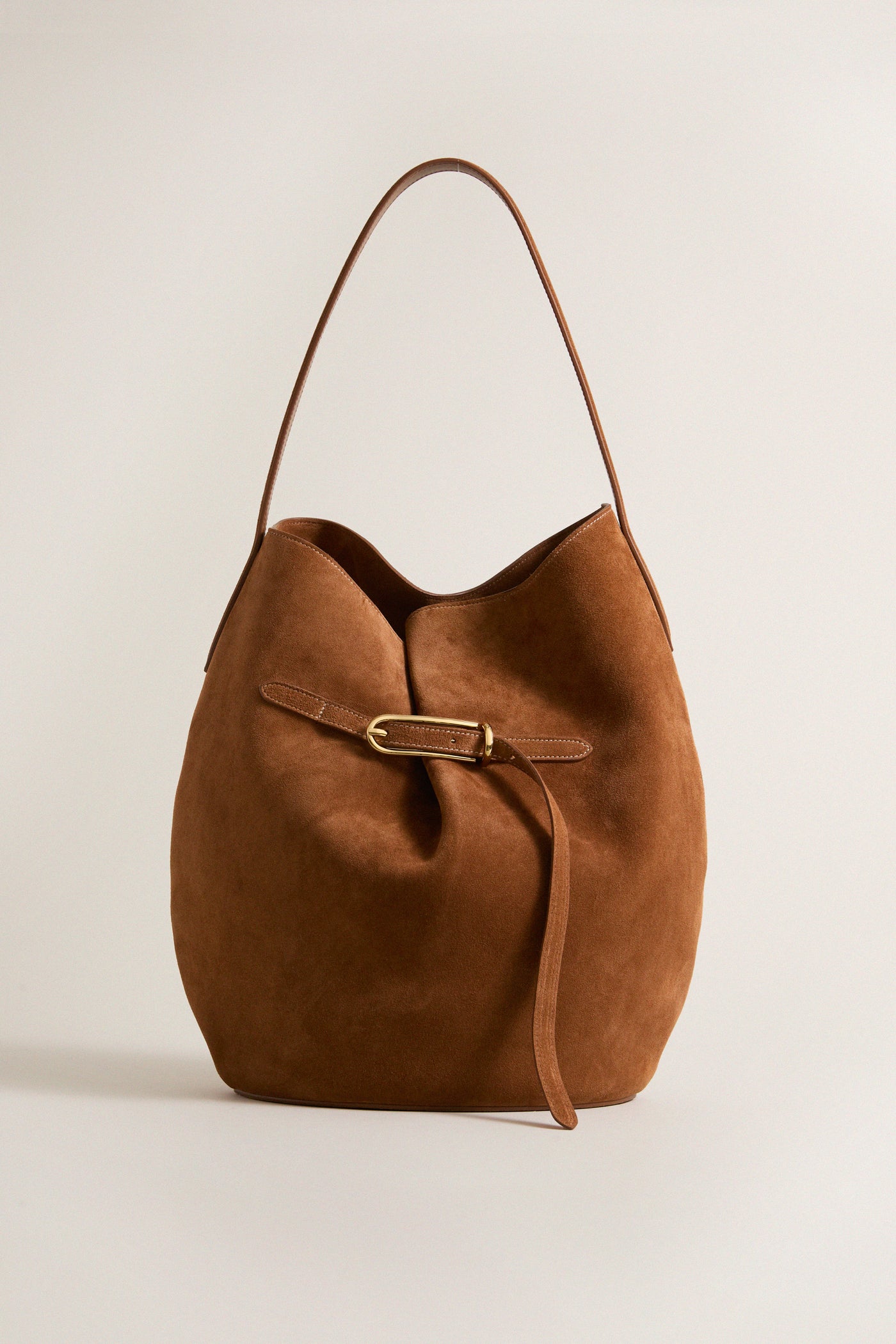 Saddle Brown Large Belted Buckle Bag