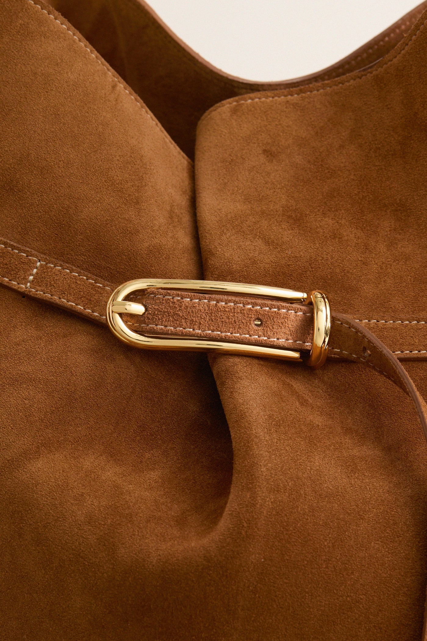Saddle Brown Large Belted Buckle Bag