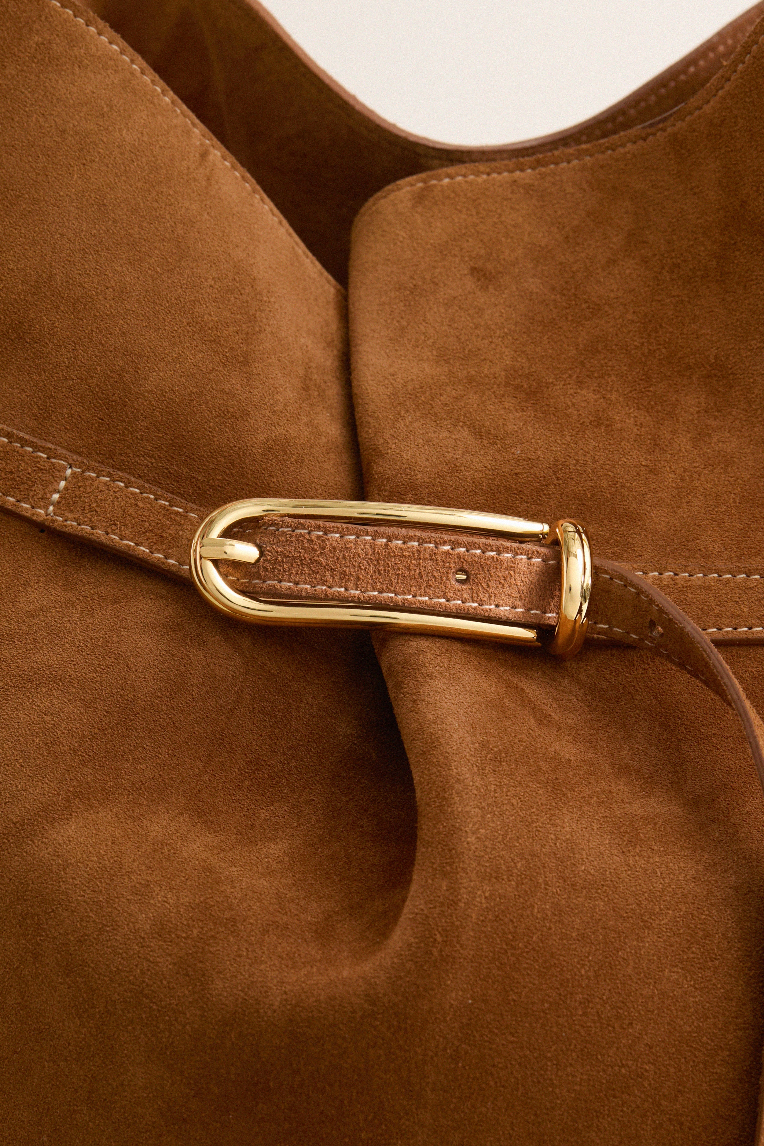 Saddle Brown Large Belted Buckle Bag