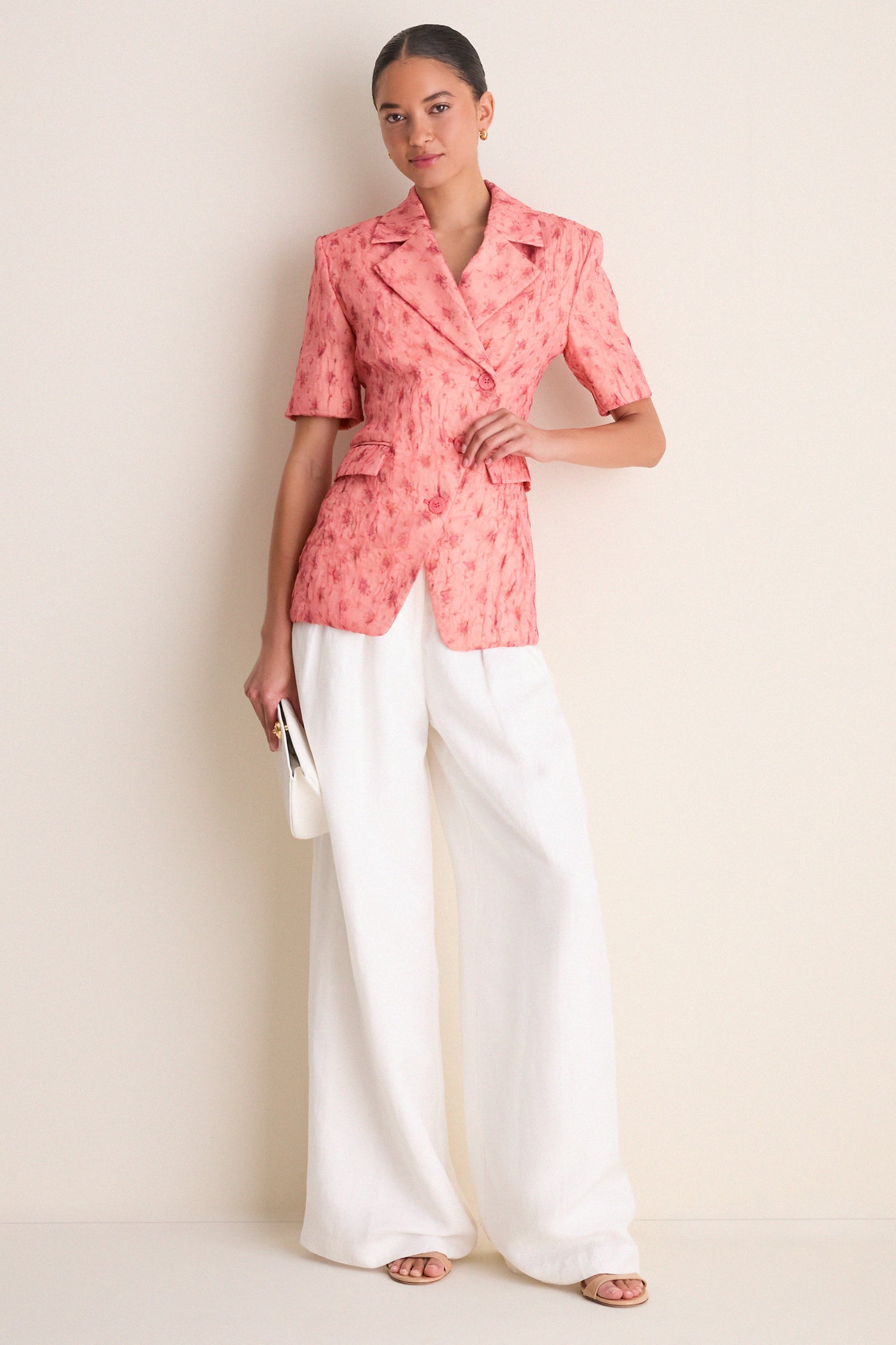 White Pushlock Clutch