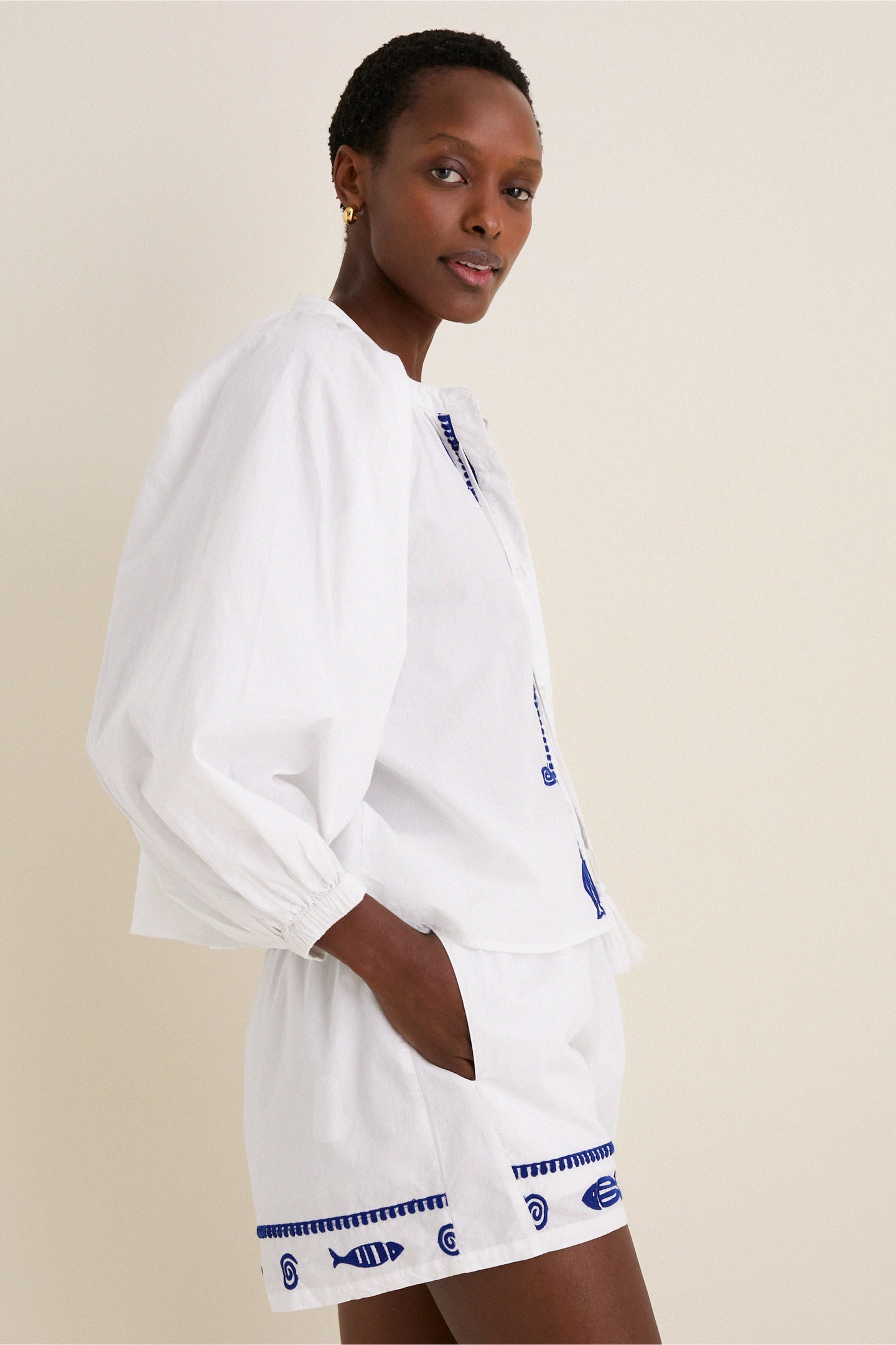 Navy Fish Minka Shirt | The Shirt by Rochelle Behrens