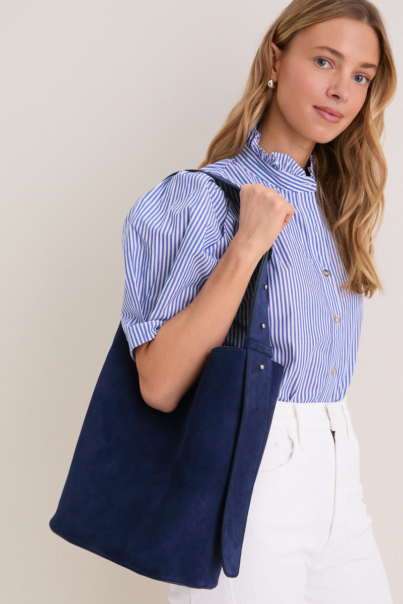Midnight Blue Suede Norma Tote