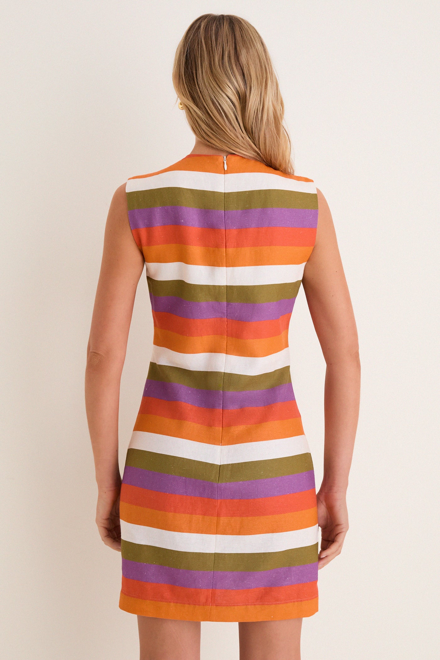Multicolor Horizontal Stripes Camille Short Dress | DESTREE