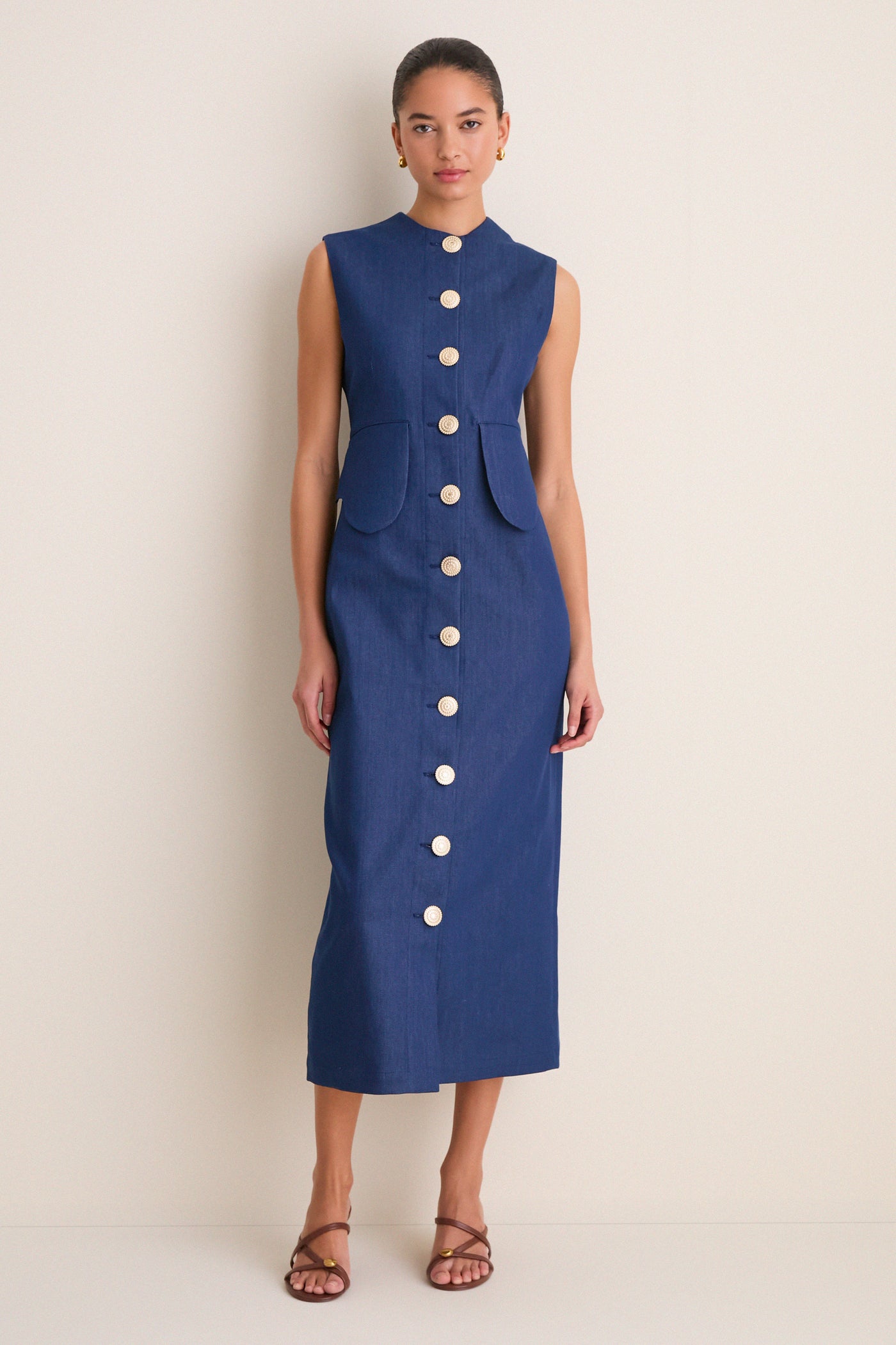 destree denim dress DESTREE Laetitia Denim Midi Dress - Women - Dark Denim Dresses