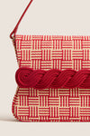 Natural and Red Gerrit Straw Clutch