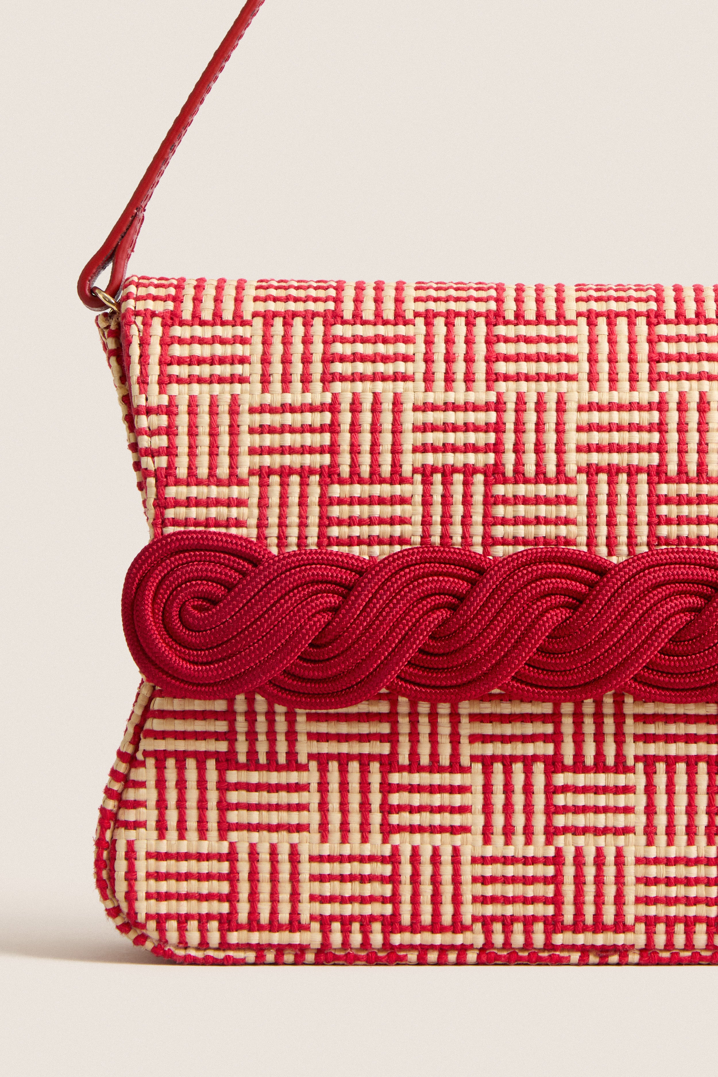 Natural and Red Gerrit Straw Clutch