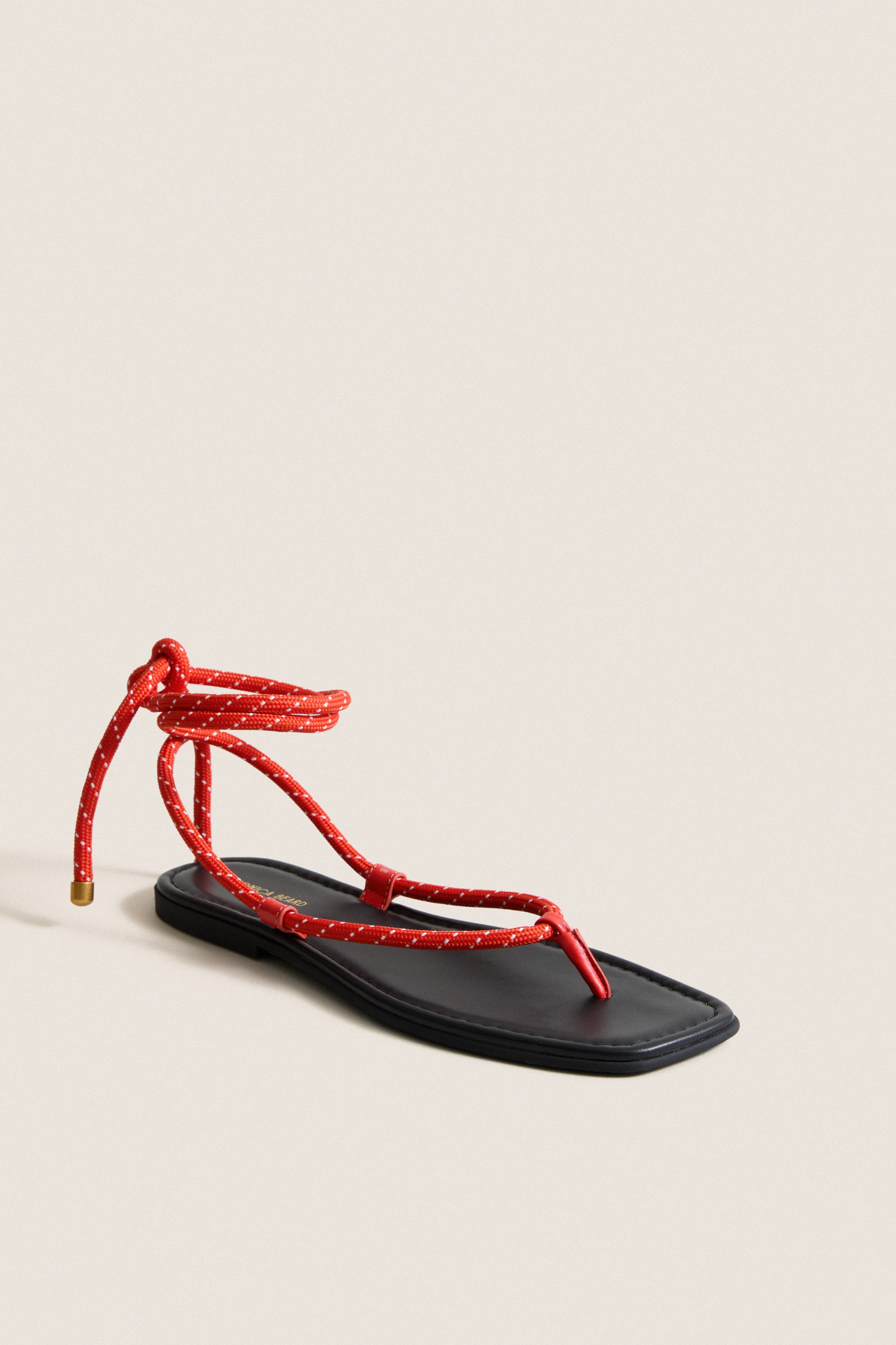 靴 DRAW CORD SANDALS Flame Red Carmina Cord Sandals | Veronica Beard