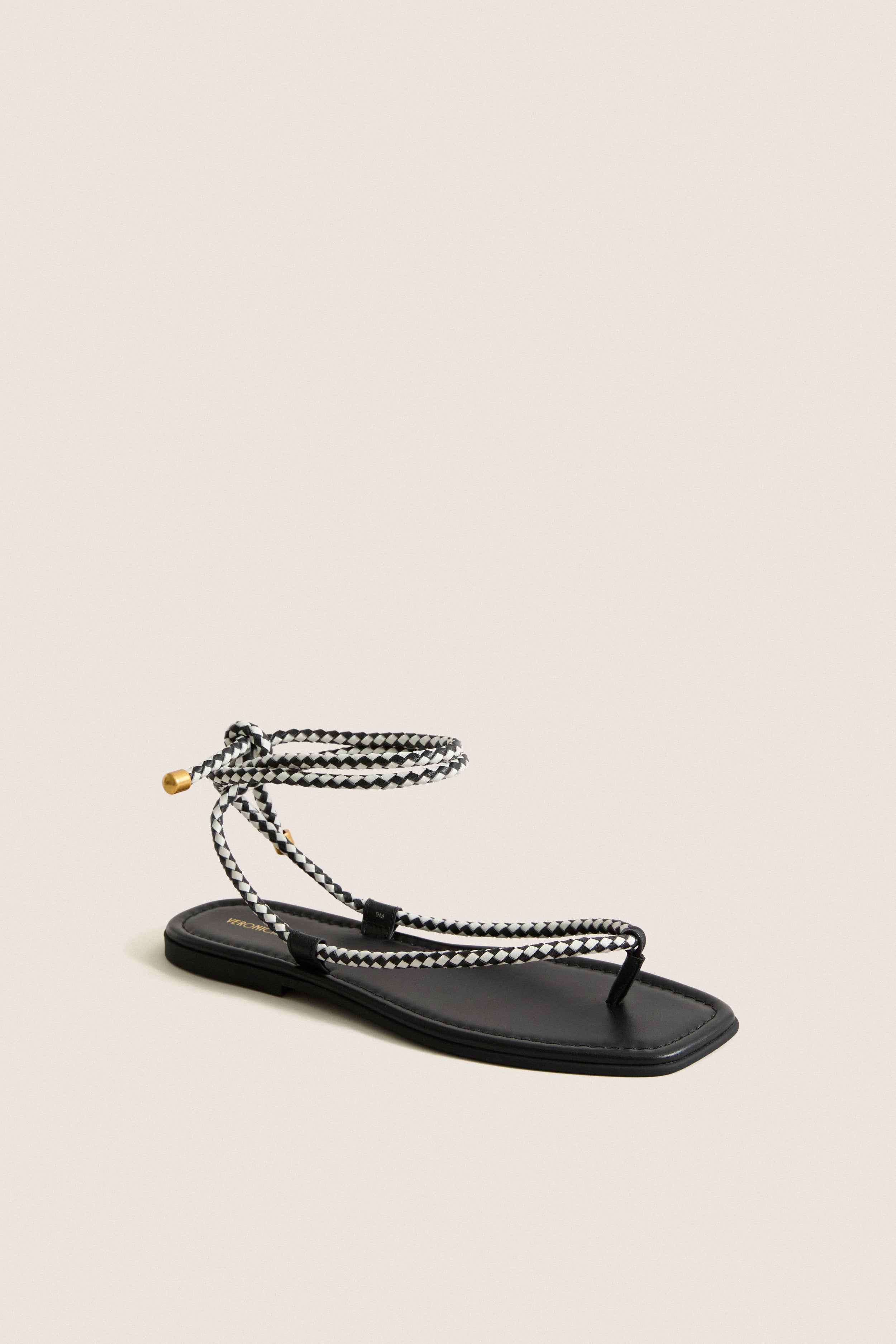 Black and Coconut Carmina Woven Cord Sandals | Veronica Beard