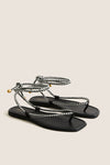 Black and Coconut Carmina Woven Cord Sandals
