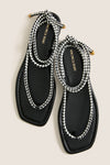 Black and Coconut Carmina Woven Cord Sandals