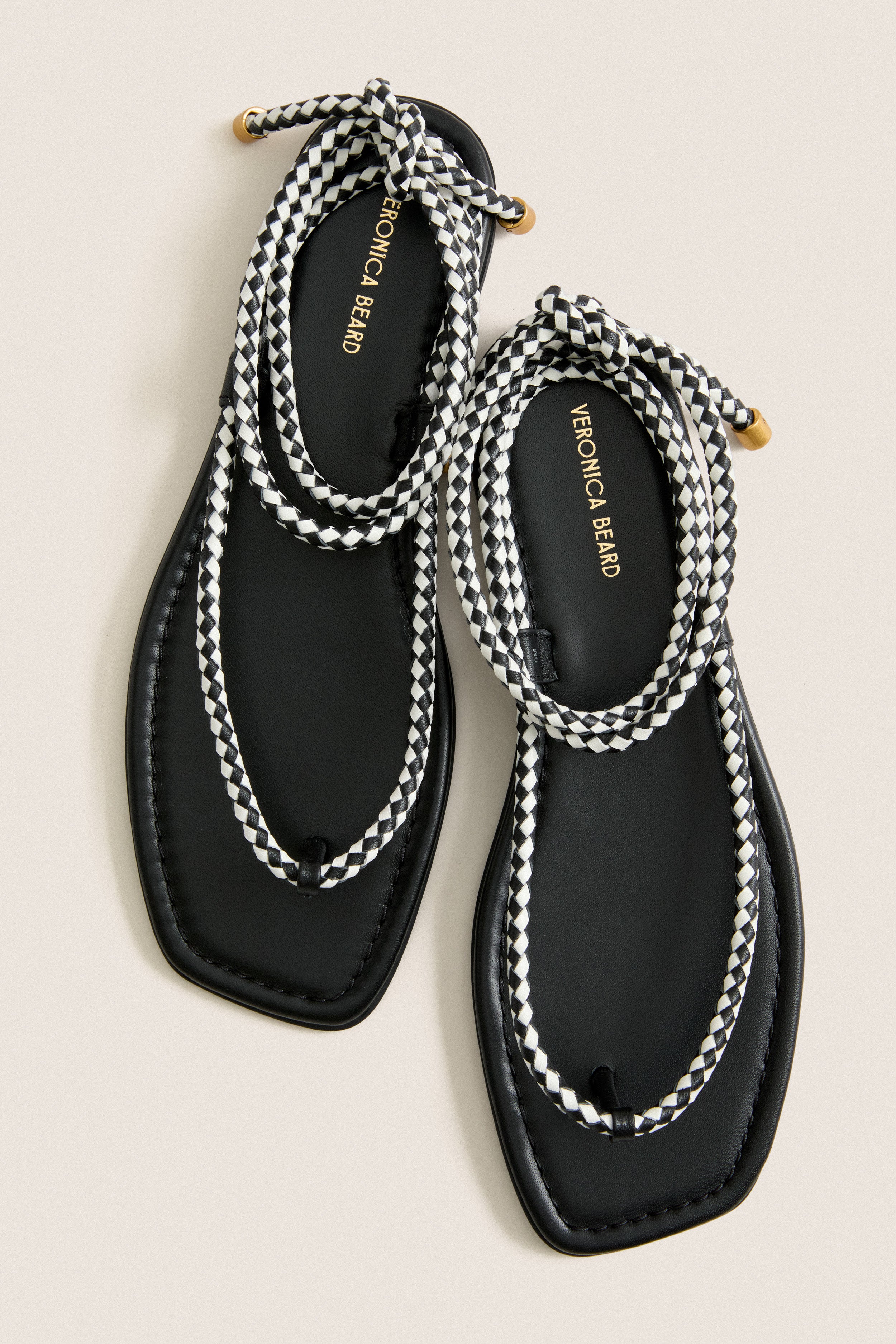 Black and Coconut Carmina Woven Cord Sandals
