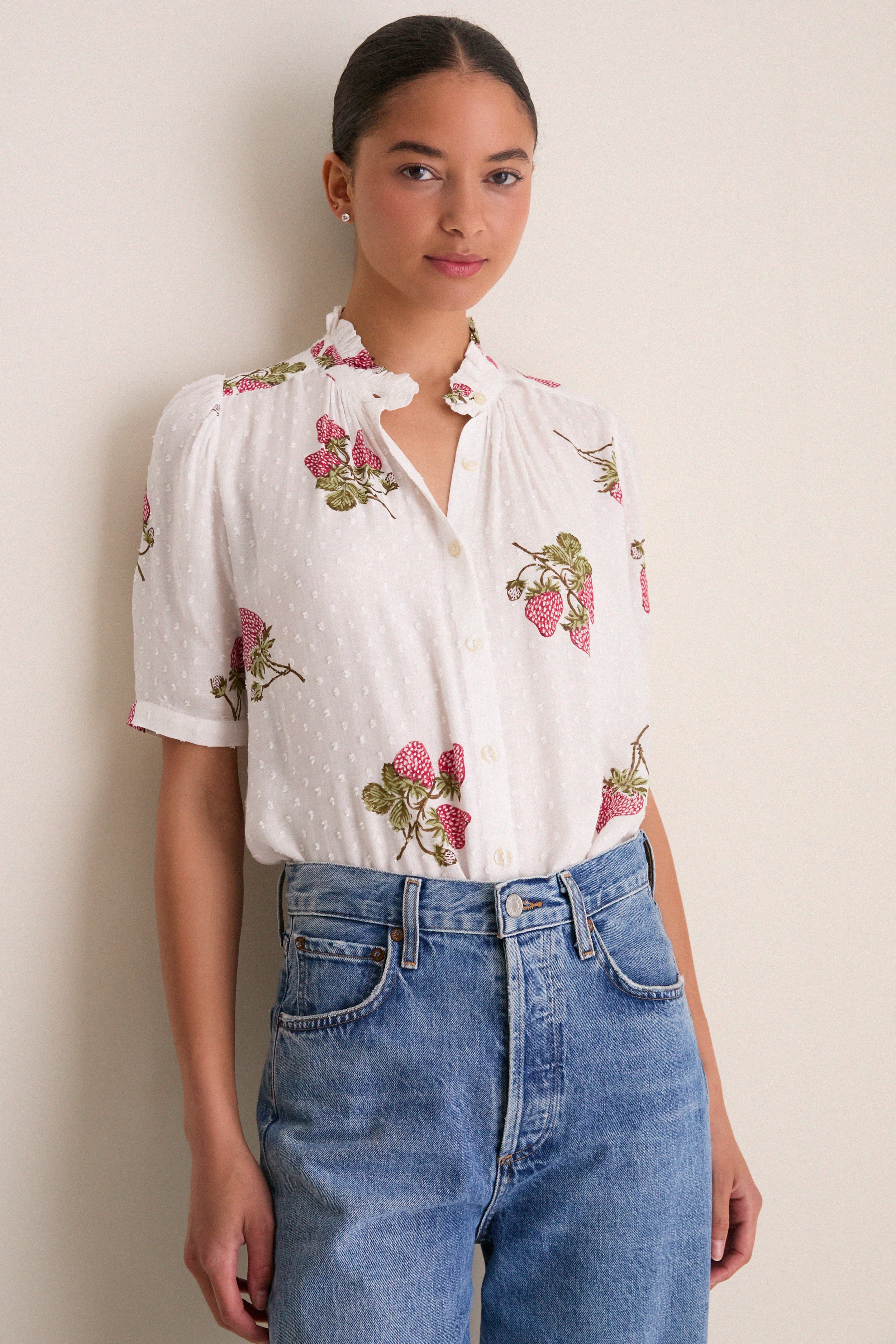 Off White Winnie Strawberry Dot Shirt | Alix of Bohemia