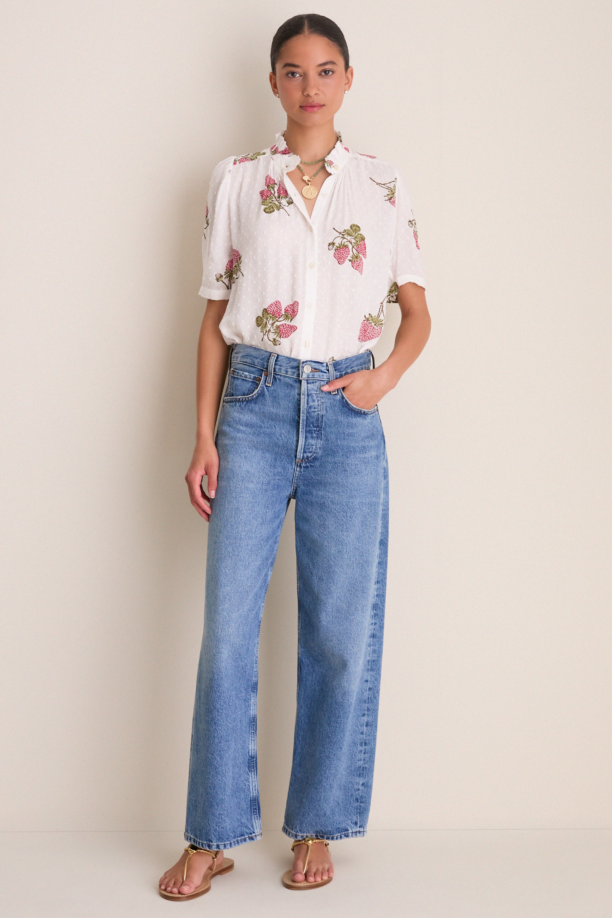 Off White Winnie Strawberry Dot Shirt | Alix of Bohemia