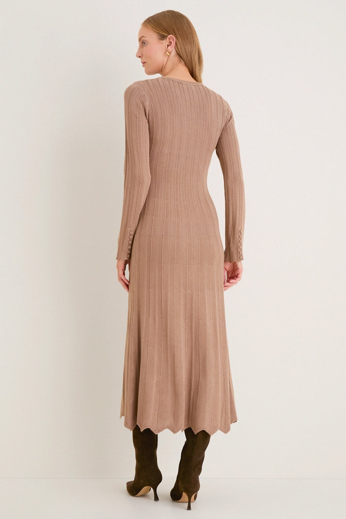 market & spruce meg knit dress Tuckernuck Mocha Solange Mocha / XXXL Waistline: Natural Column silhouette Fully functional Grey Blue Sequin Evening Beden:44