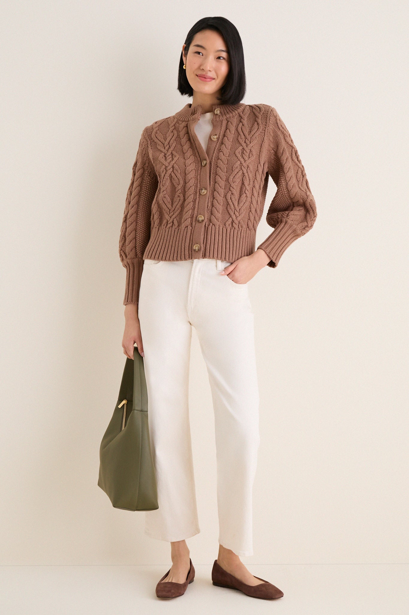 Mocha Cotton Colette Cardigan