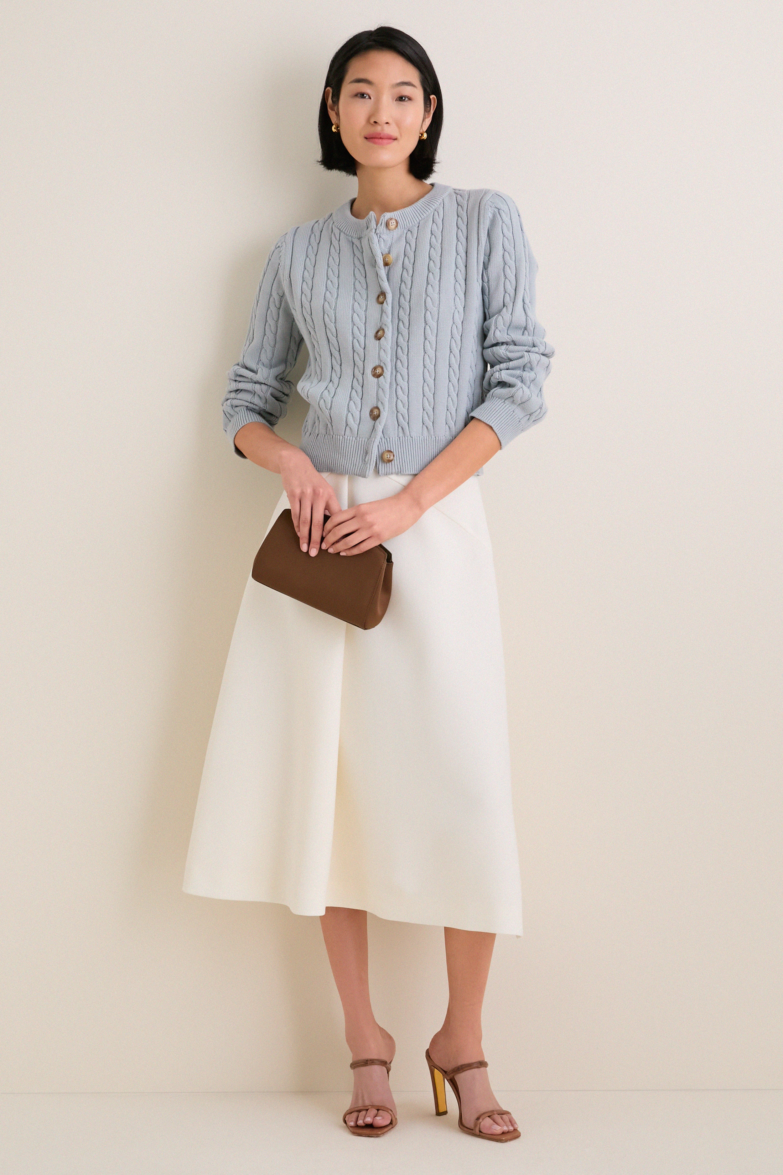 Blue Cotton Cable Draper Cardigan | Tuckernuck