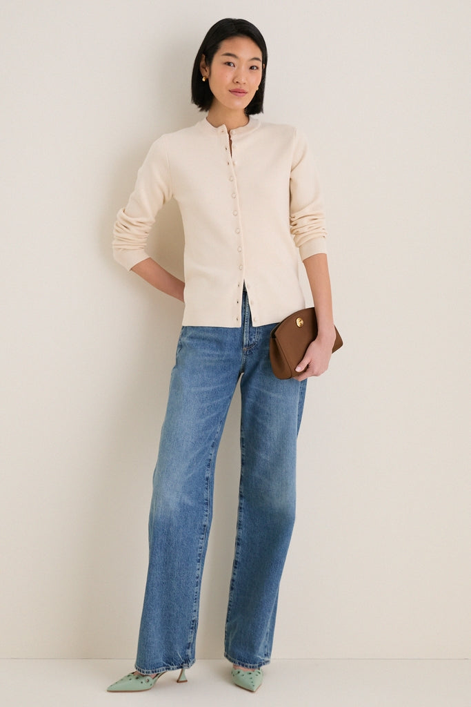 Ivory Structured Margaux Cardigan