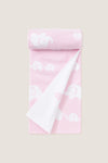 Pink Elephant Knit Blanket: A classic, high-end baby blanket with playful white elephant motifs. Made from ultra-soft cotton, offering effortless comfort and fun for your little one.