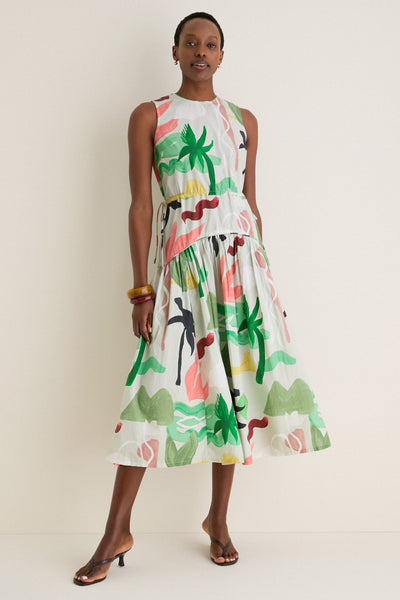 Oliphant Paradiso Petal Sleeveless Piped Maxi Dress Paradiso Petal / L