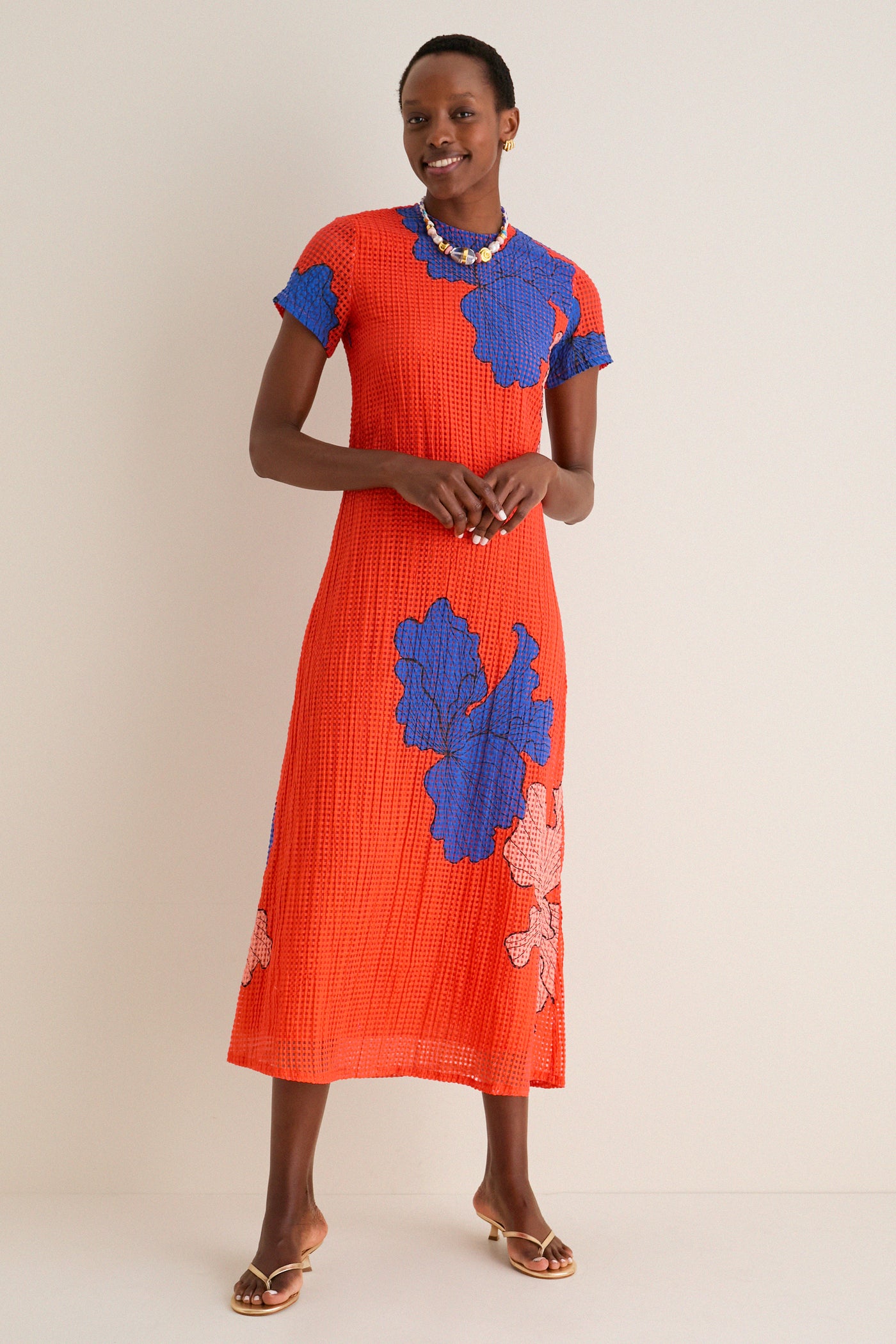 Bora Bora Red Short Sleeve Shift Maxi Dress